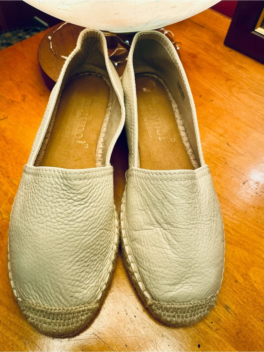 Maypol Cream Slip-On Pebbled Leather Women’s Espadrille Flats Size EU 38 US 7.5